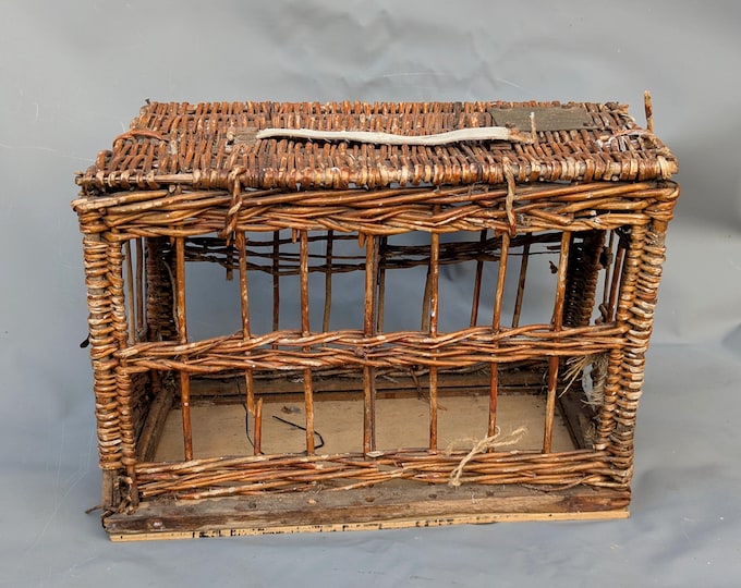 Rare antique racing pigeon carry basket, 19th century