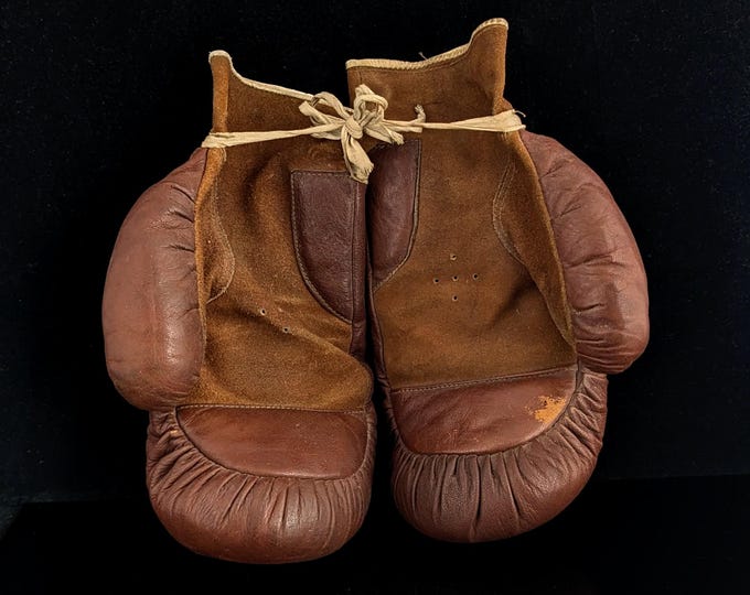 Antique leather boxing gloves, Art Deco