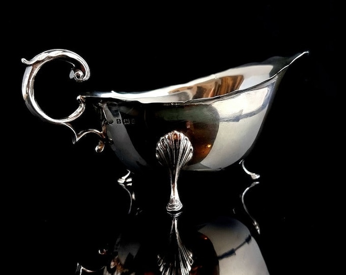 Antique sterling silver gravy boat, sauce boat