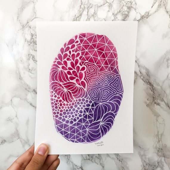 Pink and Purple Abstract Watercolor Painting Pattern Drawing 