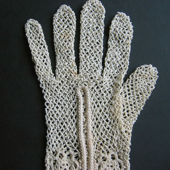Vintage antique crocheted long women's net gloves… - image 6