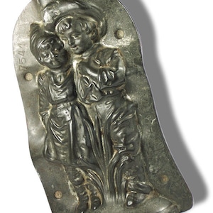 Vintage rare antique 18 cm large chocolate mold model children&#39;s pair / siblings by Anton Reiche Dresden No. 7541 Germany around 1920