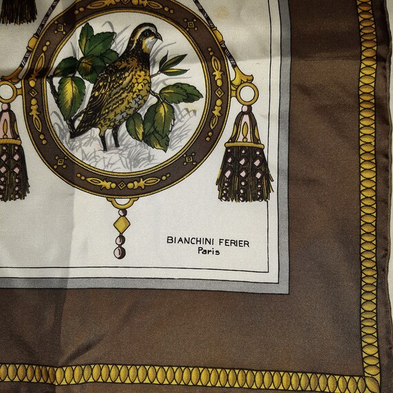 Foulard En Soie Vintage Bianchini Ferrier - Motif Chasse à Courre - Multicolore