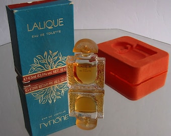 Flacon de parfum antique vintage LALIQUE Eau de Toilette 4,5 ml 83,5% dans la boîte d'origine de 1992 France Paris Lalique Parfums Miniature