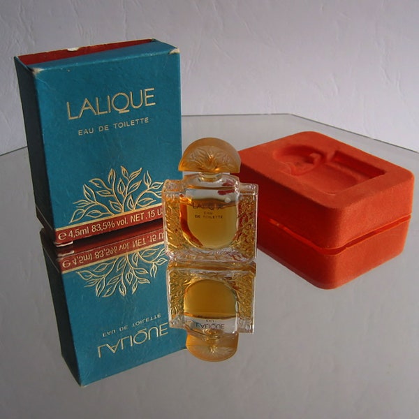 Vintage antike Parfum Flasche LALIQUE Eau de Toilette 4,5 ml 83,5% in der Original Box von 1992~Frankreich Paris Lalique Parfums Miniatur