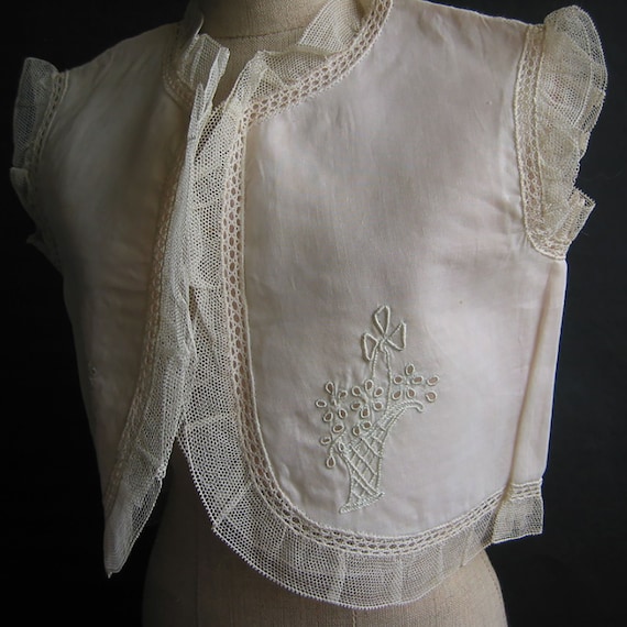Vintage Antique Handmade Linen Baby Girl Vest Sleeveless Jacket