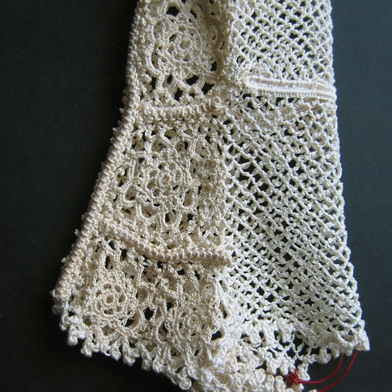 Vintage antique crocheted long women's net gloves… - image 8