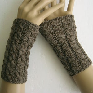 Manchettes, chauffe-poignets, gants sans doigts, chauffe-mains, manchettes tricotées à la main sans couture en 50% laine mérinos fine avec coton