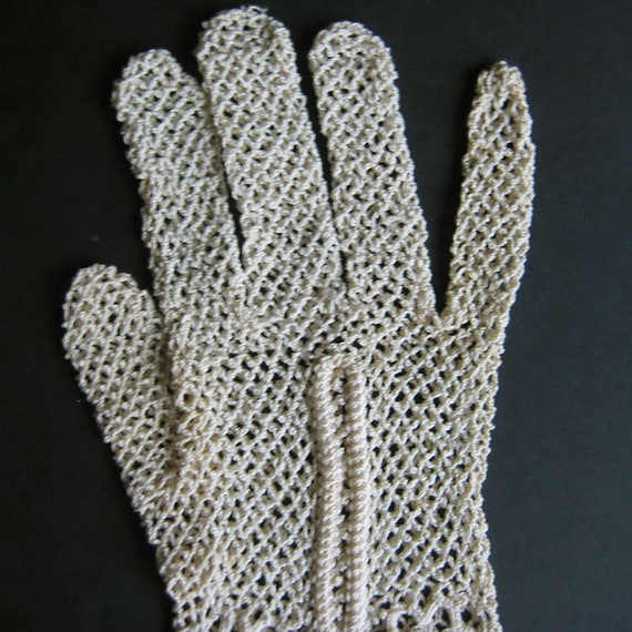 Vintage antique crocheted long women's net gloves… - image 4