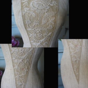 Antique sewing accessories small old tailor's dummy tailor's bust little mannequin model with pincushion embroidered tulle lace France around 1900 image 5
