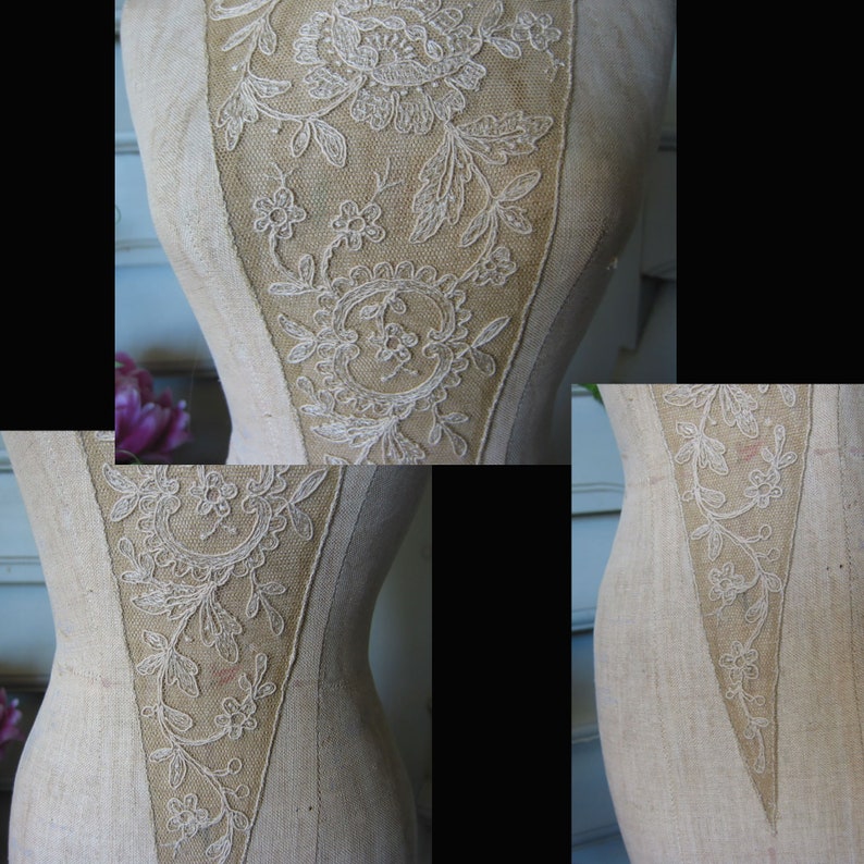 Antique sewing accessories small old tailor's dummy tailor's bust little mannequin model with pincushion embroidered tulle lace France around 1900 image 5