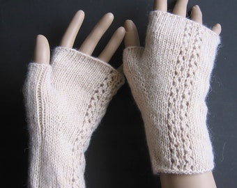 Menottes souples tricotées à la main, gants sans doigts pour femmes, chauffe-poignets, manchettes avec cale-pouce sans couture en alpaga avec mérinos