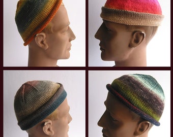 Handarbeit gestrickte Herren Woll Fischermütze Ballonmütze Slouch Hut Männer Beanie aus 100% Merinowolle extrafine filzfrei die Geschenkidee