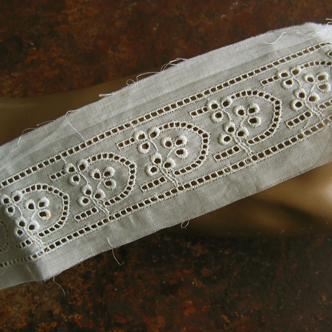 Vintage 4 M Antique French Batiste Lace Ribbon Border Made of Cotton ...