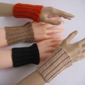 Hand knitted soft wrist warmers fingerless gloves hand warmers cuffs arm warmers seamless 70% Merino wool Lyocell