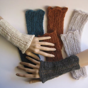 Hand-knitted alpaca hand warmers fingerless gloves wrist warmers arm warmers cuff seamless 54% alpaca with merino extremely delicate and light