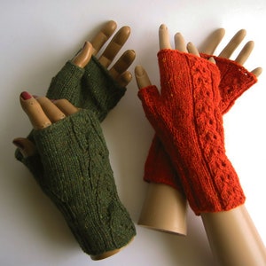Gants sans doigts tricotés à la main avec pouce, chauffe-poignets, chauffe-bras sans couture en laine mérinos avec 8% de cachemire. Très écossais