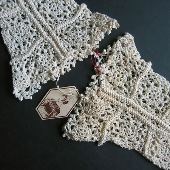 Vintage antique crocheted long women's net gloves… - image 3