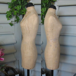 Antique sewing accessories small old tailor's dummy tailor's bust little mannequin model with pincushion embroidered tulle lace France around 1900 image 7