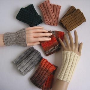 Hand-knitted Merino wrist warmers fingerless gloves hand warmers cuffs arm warmers seamless 100% Merino wool unisex