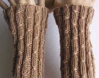 Handmade knitted soft wrist warmers fingerless gloves hand cuffs arm warmers without seam 70% merino wool lyocell