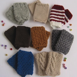 Hand-knitted soft baby wrist warmers mittens fingerless gloves arm warmers hand warmers cuffs seamless merino wool alpaca cotton