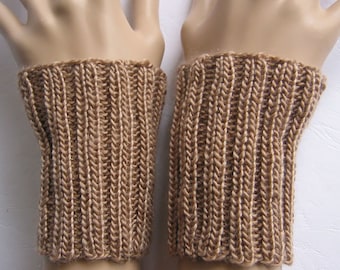 Handmade knitted soft wrist warmers fingerless gloves hand cuffs arm warmers without seam 70% merino wool lyocell