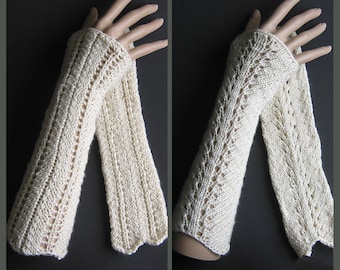 Handarbeit gestrickte Armstulpen fingerlose Handschuhe Pulswärmer Handstulpen nahtlos 38% Seide mit feiner Merinowolle weich zart wärmend