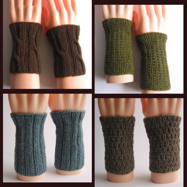 Hand-knitted YAK men's wrist warmers hand warmers arm warmers fingerless gloves cuffs without seam 50% YAK with merino wool for Father's Day