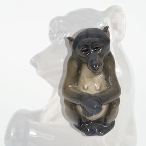 Vintage antique dreaming monkey chimpanzee by Royal Copenhagen Denmark, model no. 14545/1444, designed by Niels Nielsen, hand-painted, undamaged.
