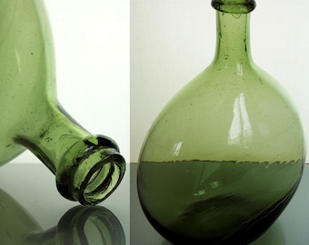 Vintage antique large balloon-shaped glass bottle spa forest glass box bag for mineral water champagne wine mouth-blown Biedermeier loft decoration
