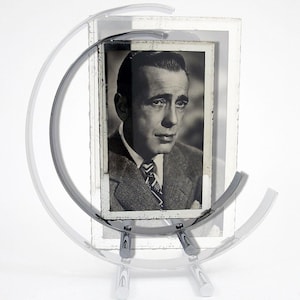Vintage antique rare decorative French chrome Art Deco photo frame standing portrait frame table frame Bauhaus era loft