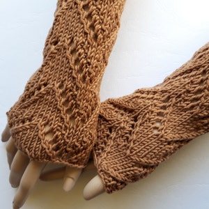 Hand-knitted arm warmers, wrist warmers, fingerless gloves, hand warmers, cuffs, 100% merino wool or merino with cotton