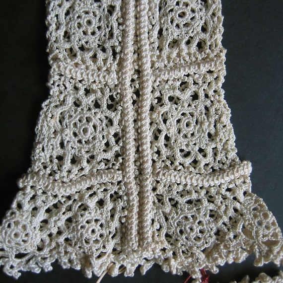 Vintage antique crocheted long women's net gloves… - image 5