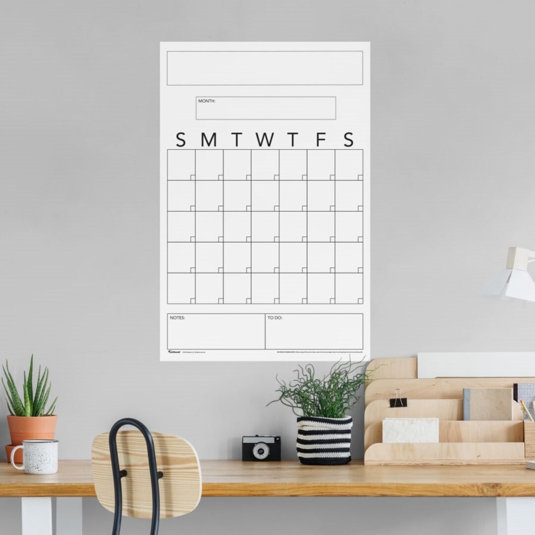 Dry Erase One Month Calendar Minimalist Design Xlarge Removable Wall