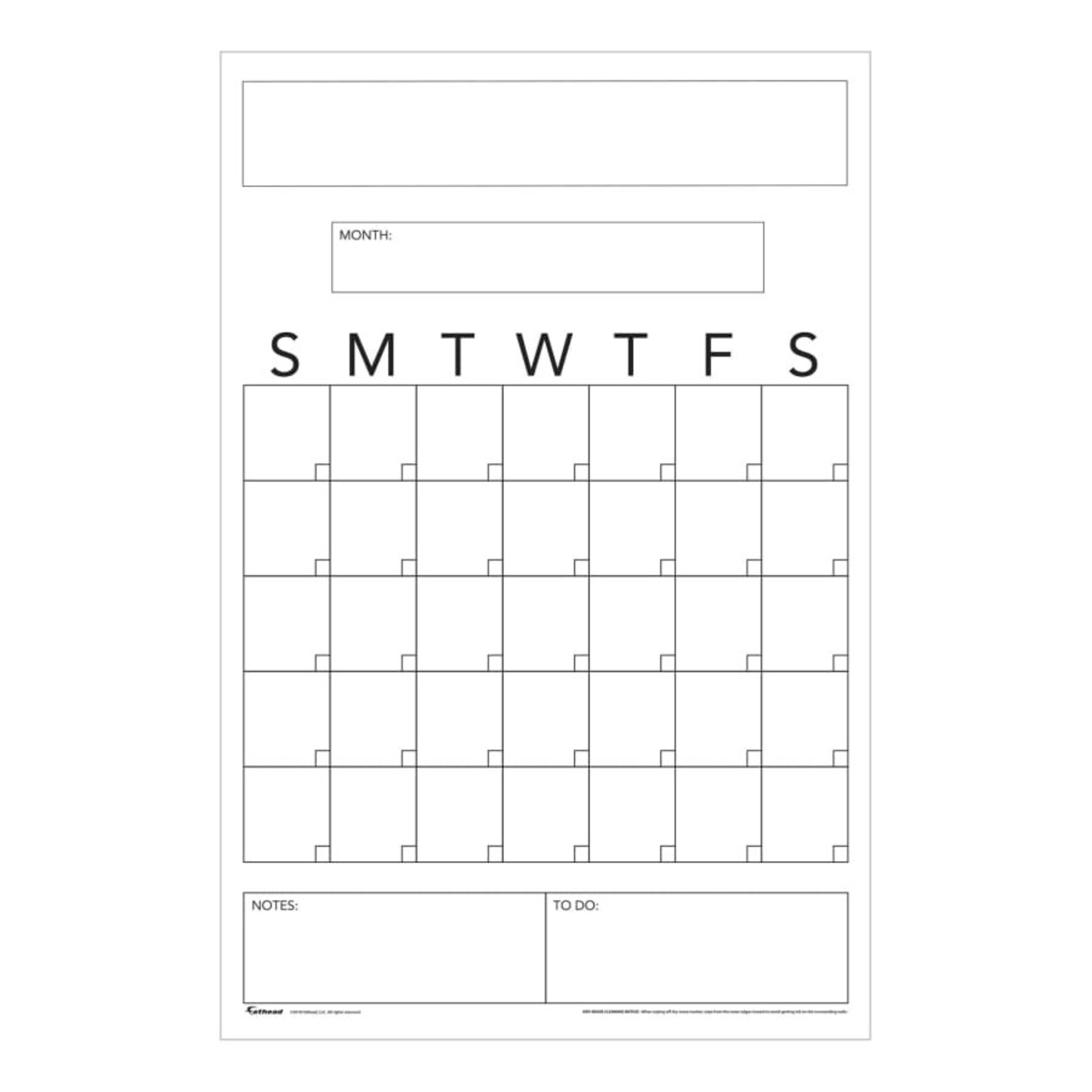 Dry Erase One Month Calendar Minimalist Design Xlarge Etsy