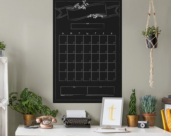 Dry Erase: One Month Calendar - Chalkboard Banner Design X-Large Removable Wall Decal