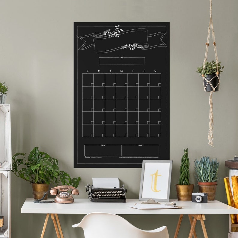Dry Erase One Month Calendar Chalkboard Banner Design Etsy