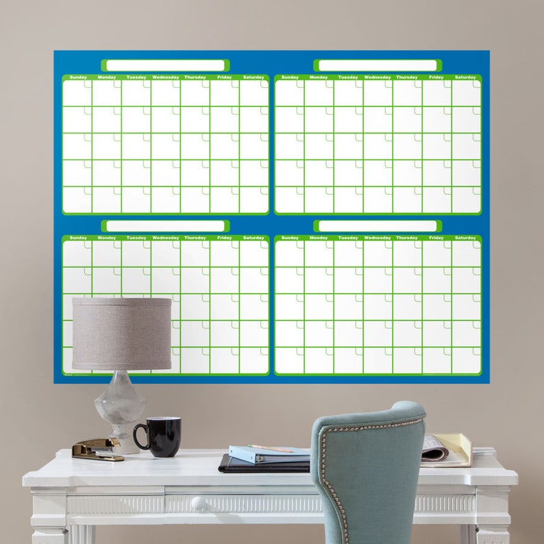 Dry Erase: Four Month Calendar Giant Removable Wall Decal Etsy Dry Erase: Four Month Calendar Giant Removable Wall Decal Etsy