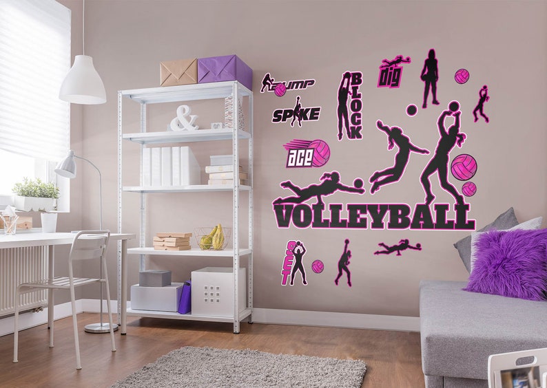 Fathead Volleyball Wall Decal Collection Large Removable Repositional Wall Graphics Girl's Bedroom Decor Best Volleyball Bedroom Decor Fathead Volleyball Wall Decal Collection Large Removable Repositional Wall Graphics Girl's Bedroom Decor Best Volleyball Bedroom Decor