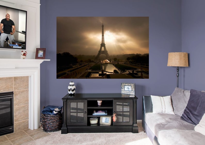 Fathead Eiffel Tower at Dusk Mural Removable Re-positional Wall Graphic Large Wall Decal