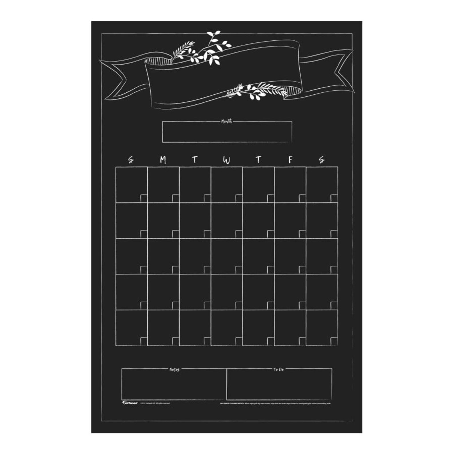Dry Erase One Month Calendar Chalkboard Banner Design Etsy