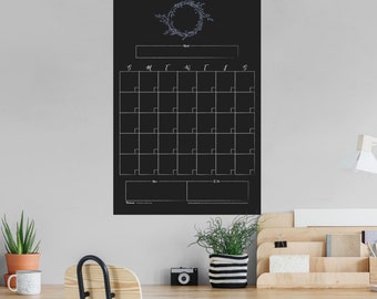 Dry Erase: One Month Calendar - Chalkboard Monogram Design X-Large Removable Wall Decal