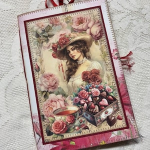 Roses rouges romantiques - Journal à couverture souple - Carnet de la Saint-Valentin - Journal fait main