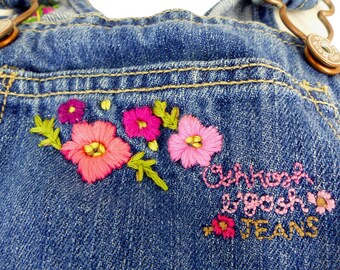 Blue Oshkosh B'gosh Bady & Toddler Girls Soft Denim Embroidered Heart Overalls 