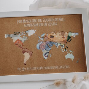 Personalisiertes Hochzeitsgeschenk *Weltkarte* mit Bilderrahmen als Geldgeschenk // wedding gifts // Hochzeit #Jeder sieht ein Stückchen