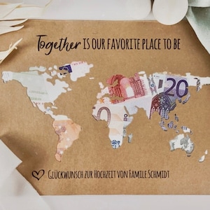Personalisiertes Hochzeitsgeschenk *Weltkarte* als Geldgeschenk // wedding gifts // Hochzeit #Together is our favorite place