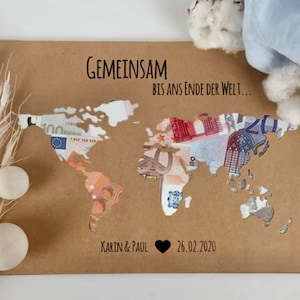 Personalisiertes Hochzeitsgeschenk *Weltkarte* als Geldgeschenk // wedding gifts // Hochzeit #Gemeinsam bis ans Ende der