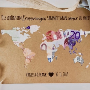 Personalisiertes Hochzeitsgeschenk *Weltkarte* als Geldgeschenk // wedding gifts // Hochzeit #Die schönsten Erinnerungen