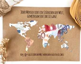 Personalized wedding gift *world map* as a monetary gift // wedding gifts // wedding #Everyone sees a piece